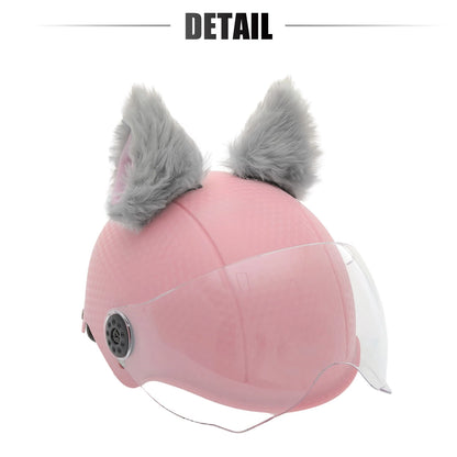 Plush Cat Ears Helmet Decor for Bicycle Motorcycle (1 Pair)