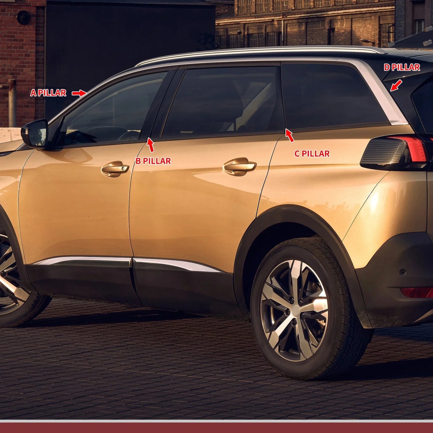 6 Pcs Door Pillar Window Trim for Lexus LX (1998-2007) Carbon Fiber Black