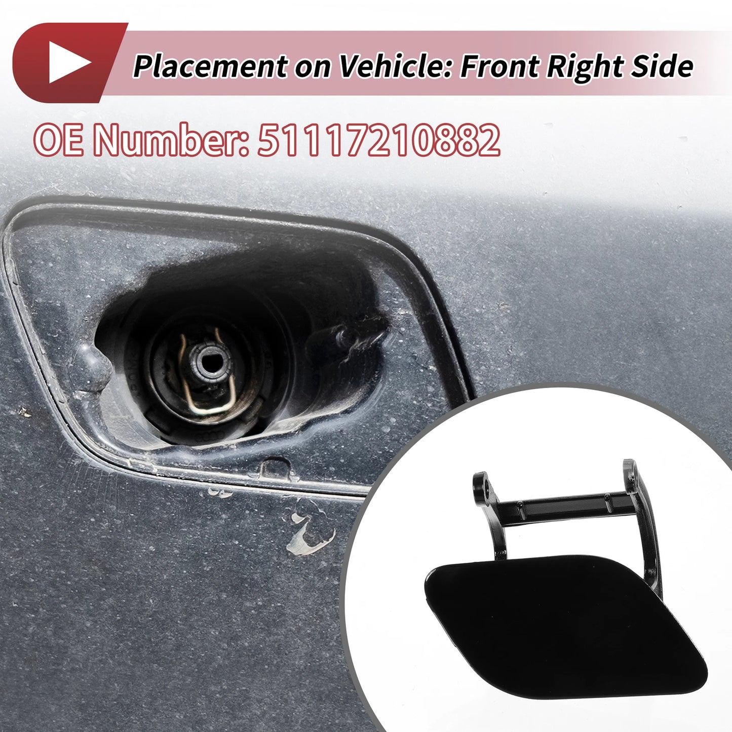 Front Right Washer Nozzle Cover Cap No. 51117210882 for BMW 740i (2011–2015) Black