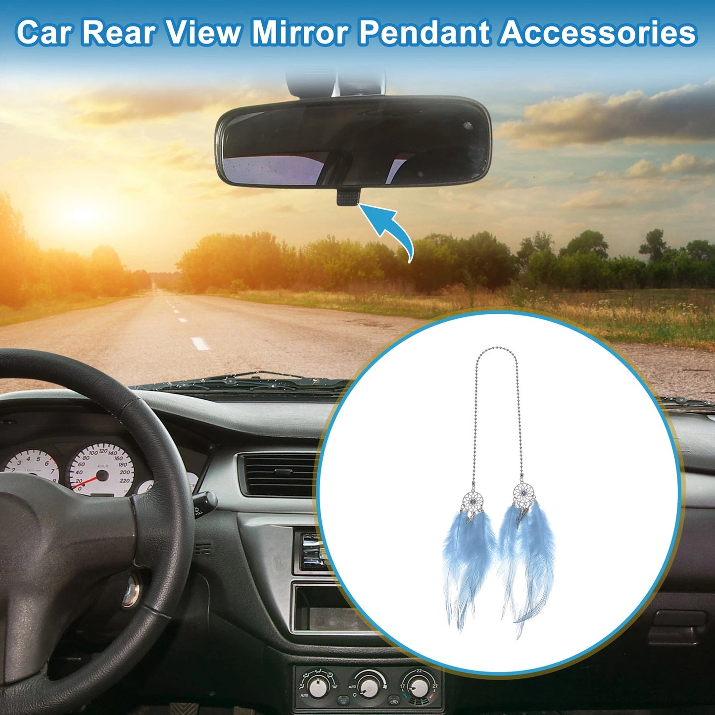 Feather Dream Catcher Rear View Mirror Pendant for Universal Cars (1 Pc)