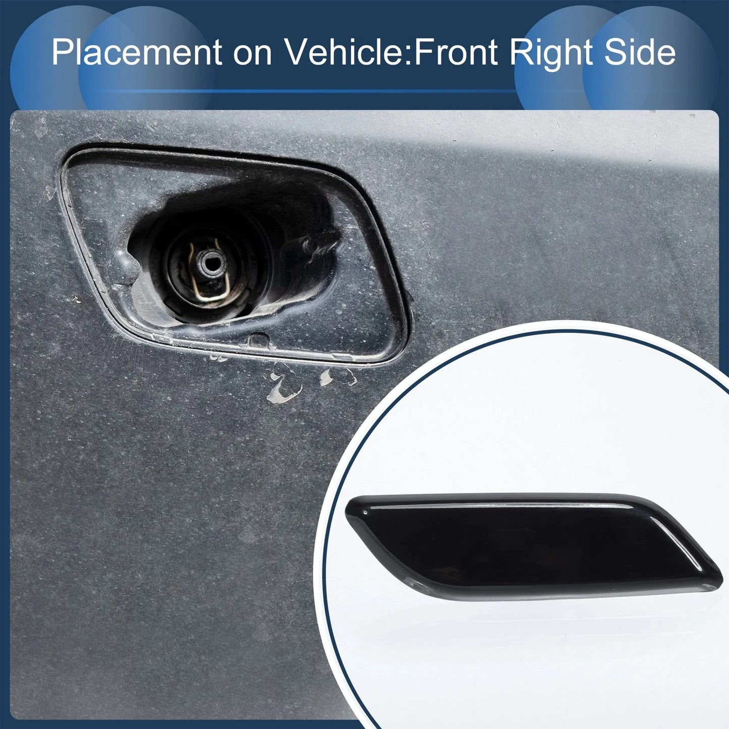Front Right Washer Nozzle Cover for Honda Accord VIII 2011-2013 Black 1 x