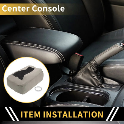Center Console Cover for Chevrolet Silverado Microfiber Leather Zipper Grey