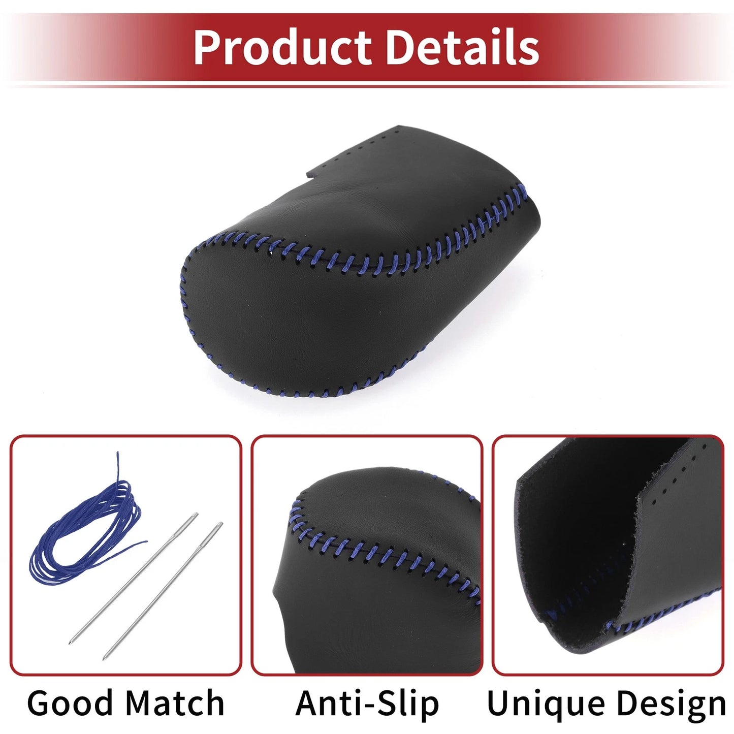 1 Pc Gear Shift Knob Cover for Honda HR-V (2023–2024) Black Blue Faux Leather