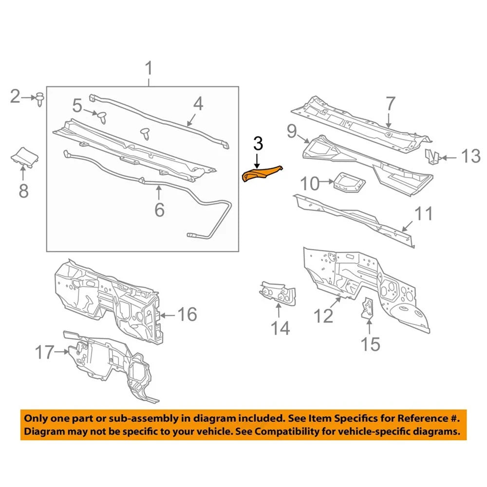 Left Side Windshield Cowl Vent Cover for Chevrolet Silverado GMC Sierra (2014-2023)