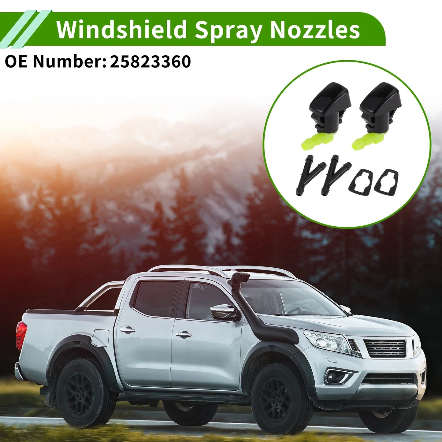 Windshield Washer Nozzle & 2 x Hose Connectors for Chevrolet Traverse (2018-2023)