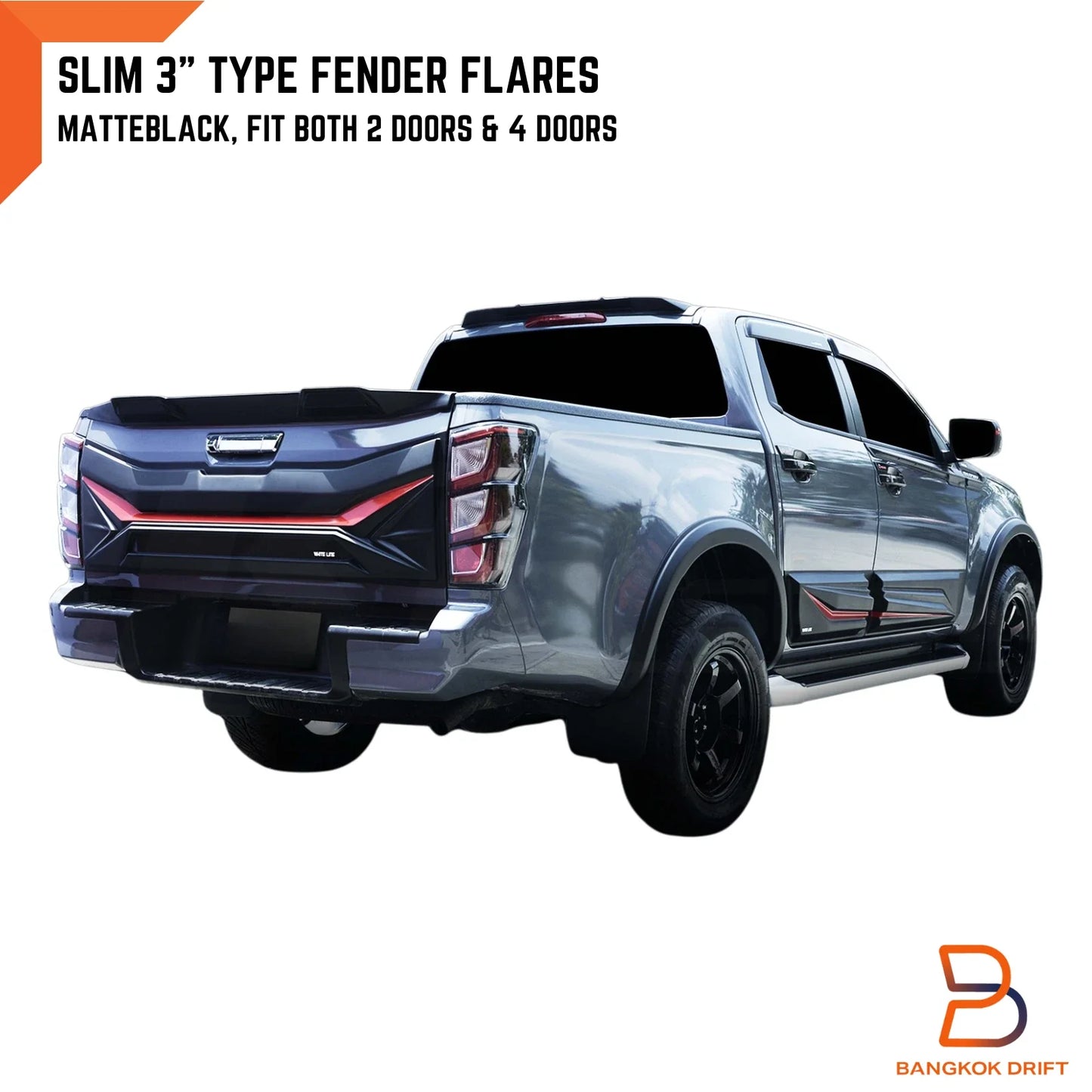 3" Matte Black Fender Flares for Isuzu D-Max Ute (2024-2025)
