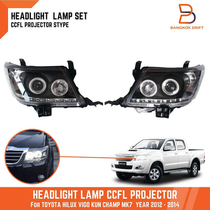 CCFL Projector Headlights Angel Eyes Black for Toyota Hilux SR5 (2011-2014)
