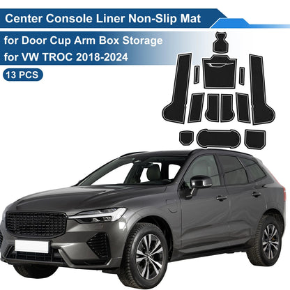 Set of 13 Non-Slip Mats for VW TROC (2018–2024) PVC White