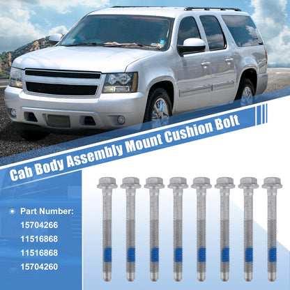 8 Pcs Cab Body Assembly Mount Cushion Bolt NO.15704266 for Cadillac Escalade (2002–2020)