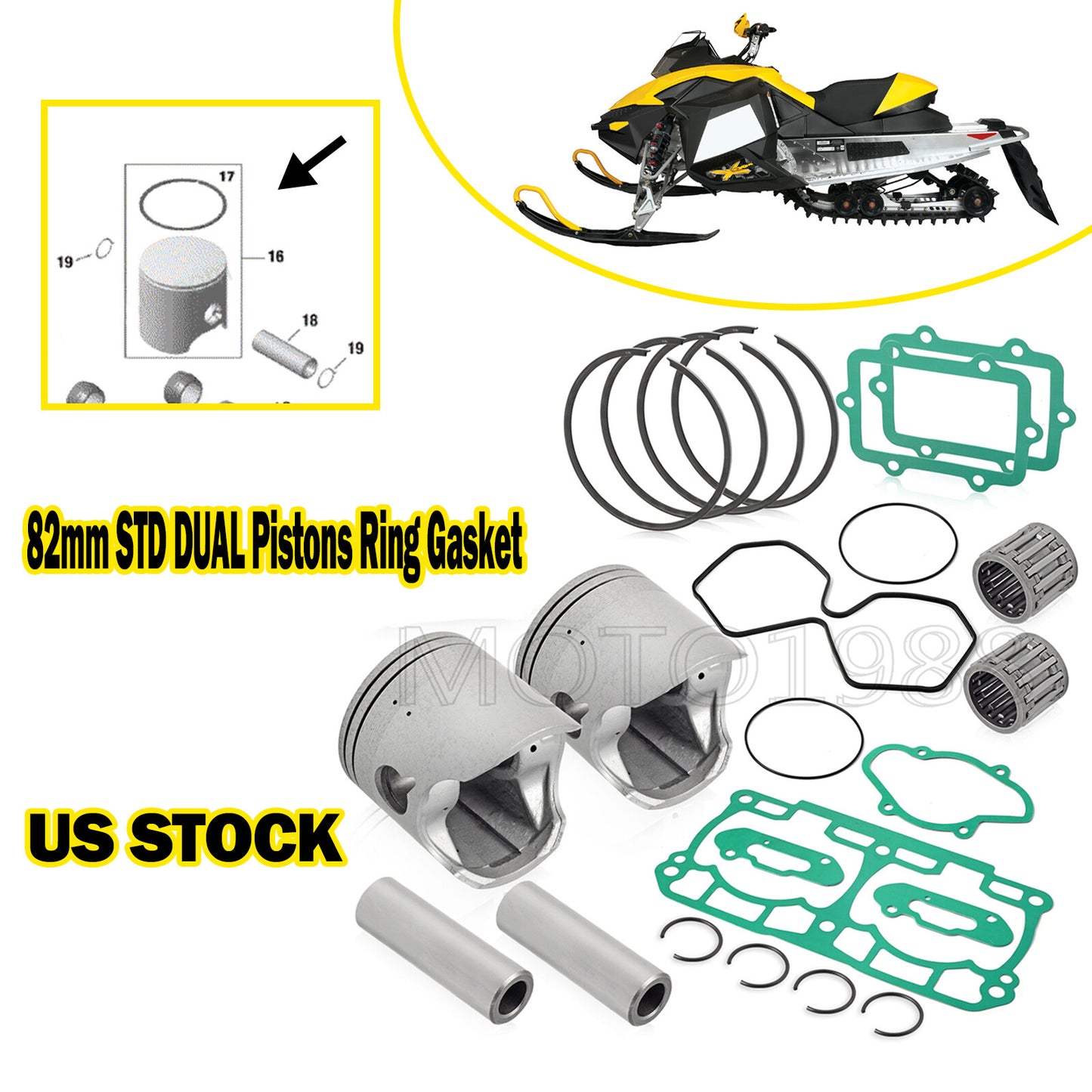 82mm Piston Ring Gasket for Ski-Doo MXZ Adrenaline 800R (2008–2012)