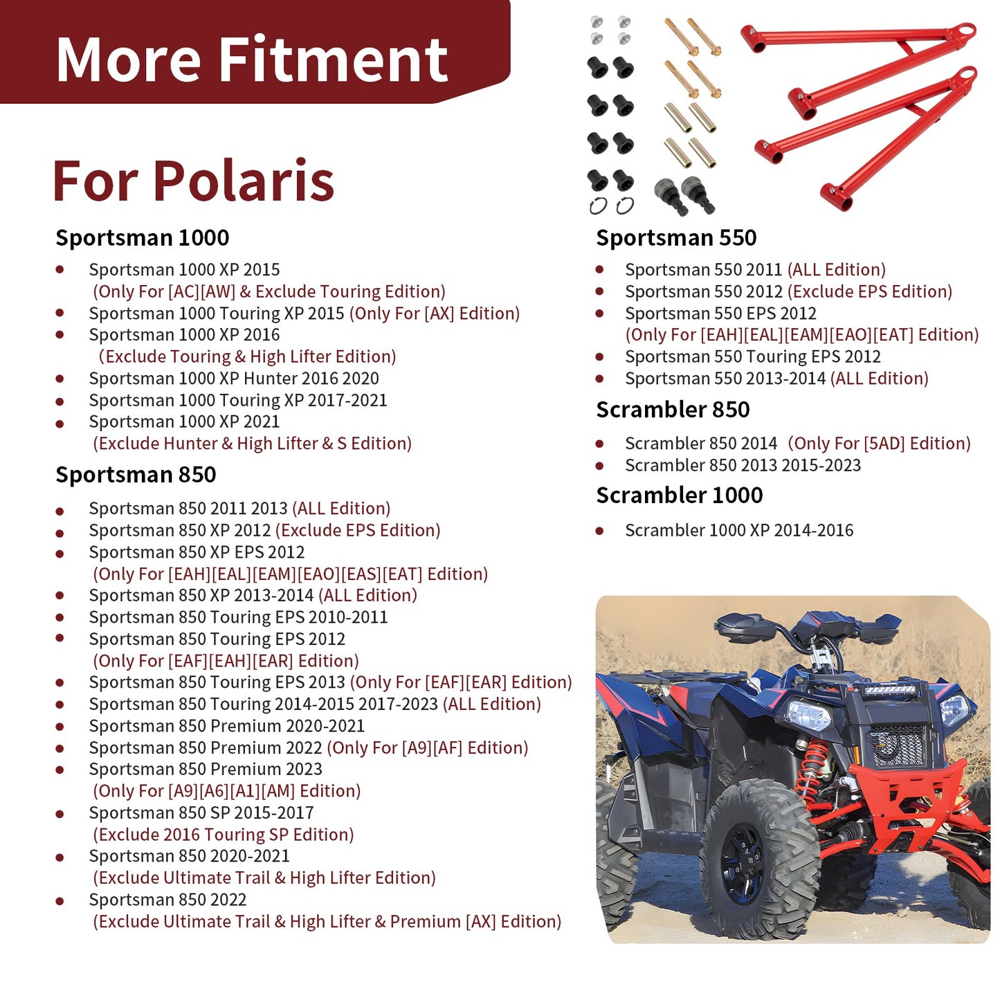 Set of 2 Front Lower A-Arms for Polaris Sportsman 1000 Touring (2015–2021)