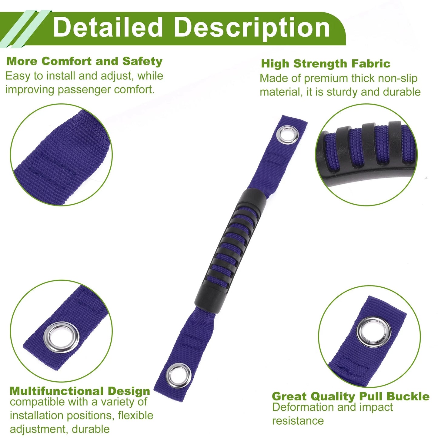 Roll Bar Grab Handles for Jeep Wrangler (2018–2025) Black Blue