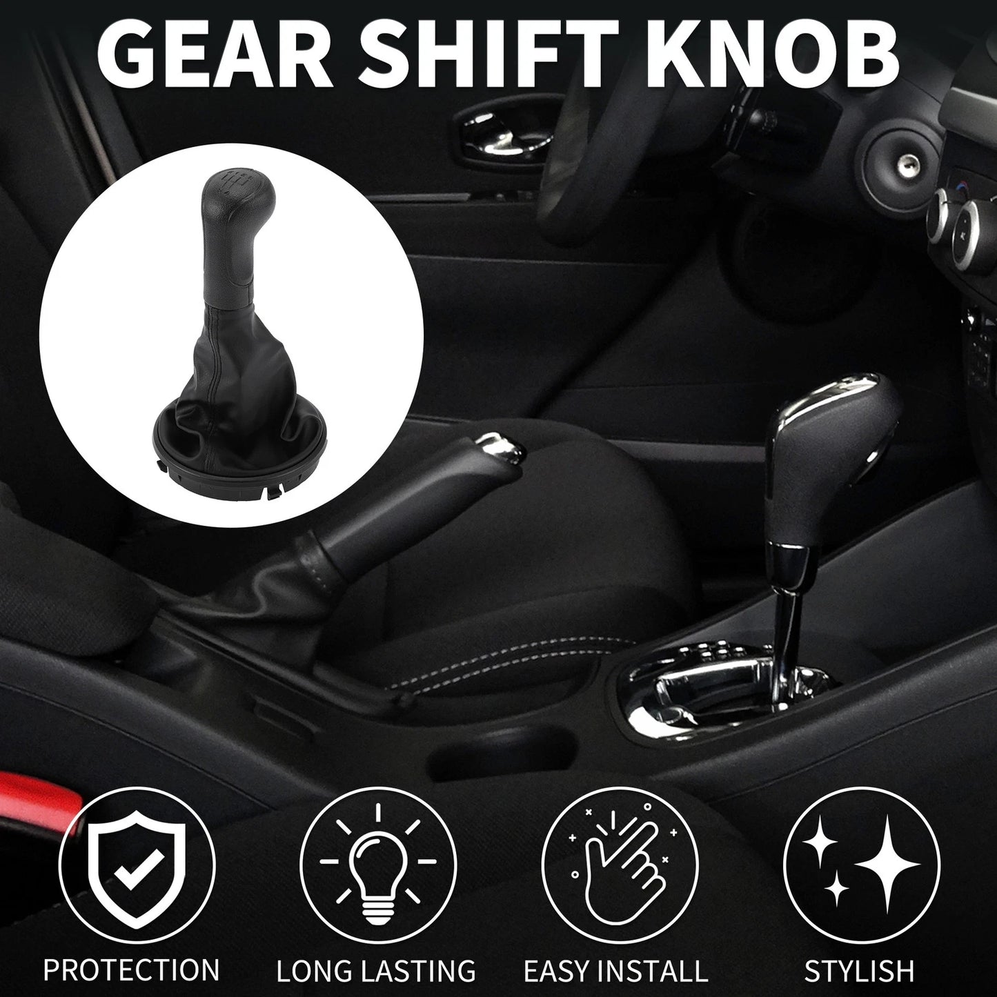 5 Speed Manual Gear Shift Knob with Cover for Skoda Fabia (2007–2014) Faux Leather
