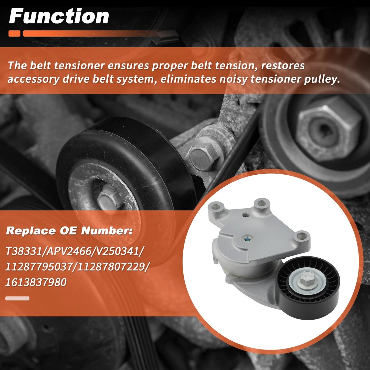 Belt Tensioner Pulley for Peugeot 1007 206 207 208, Ford 1.4 1.5 1.6 TDCI