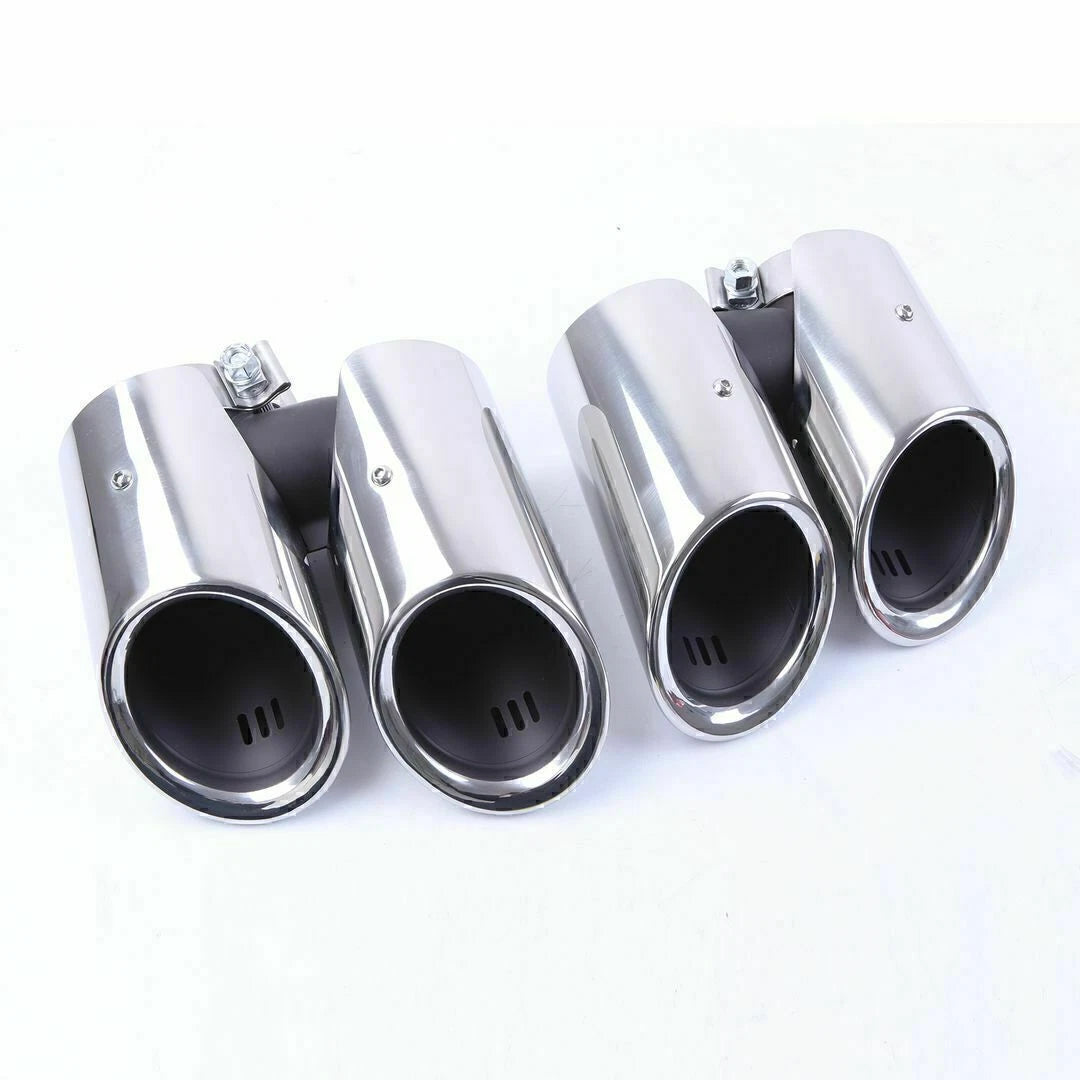 1 Pair Silver Tail Exhaust Pipes for Porsche Macan 2019-2024