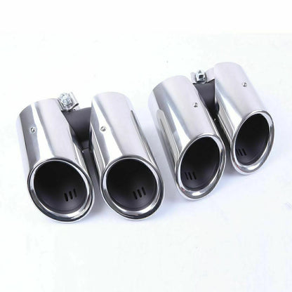 1 Pair Silver Tail Exhaust Pipes for Porsche Macan 2019-2024