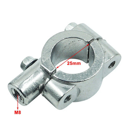 25MM M8 Motorcycle Silver Handlebar Mirror Mount Clamp Adaptor