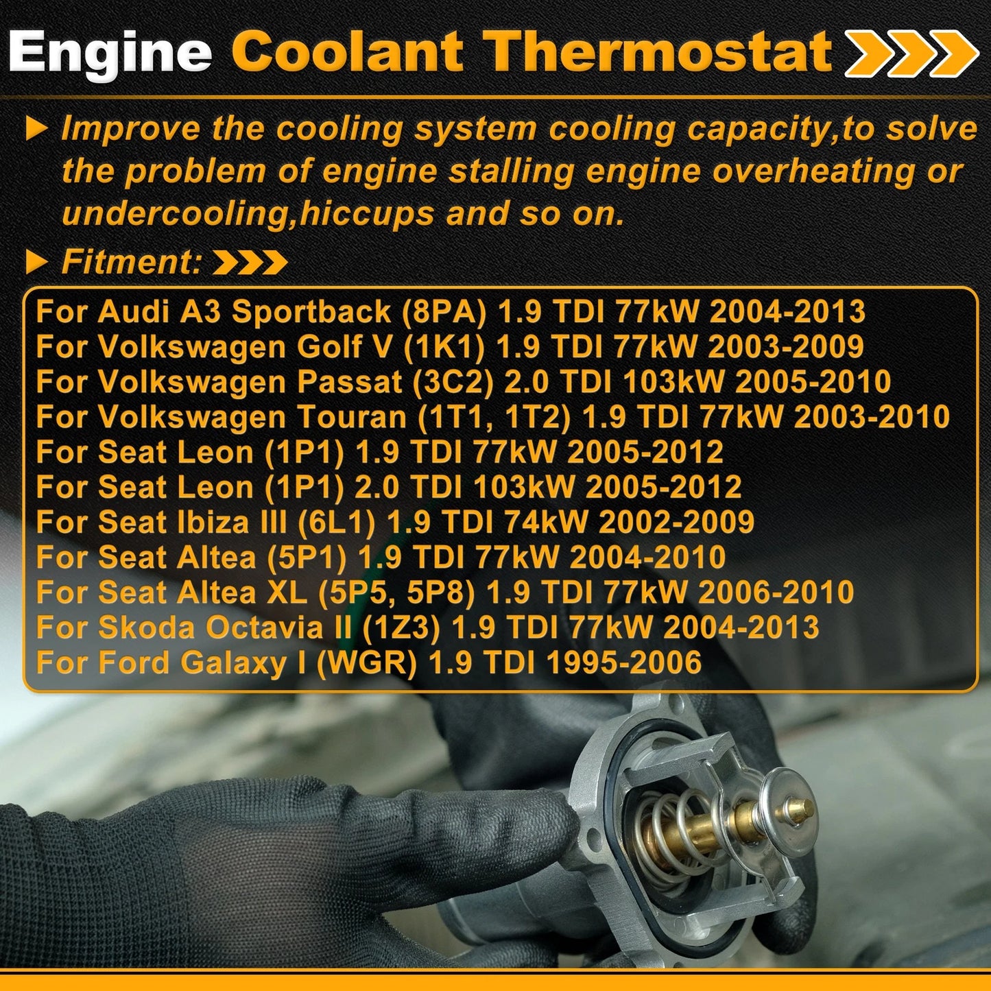 Engine Coolant Thermostat 03G121113A for Audi A3 Sportback (2005–2013)