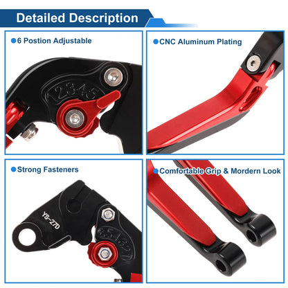 Brake Clutch Levers for Kawasaki ZX10R (2006–2015) Black Head Red Handle