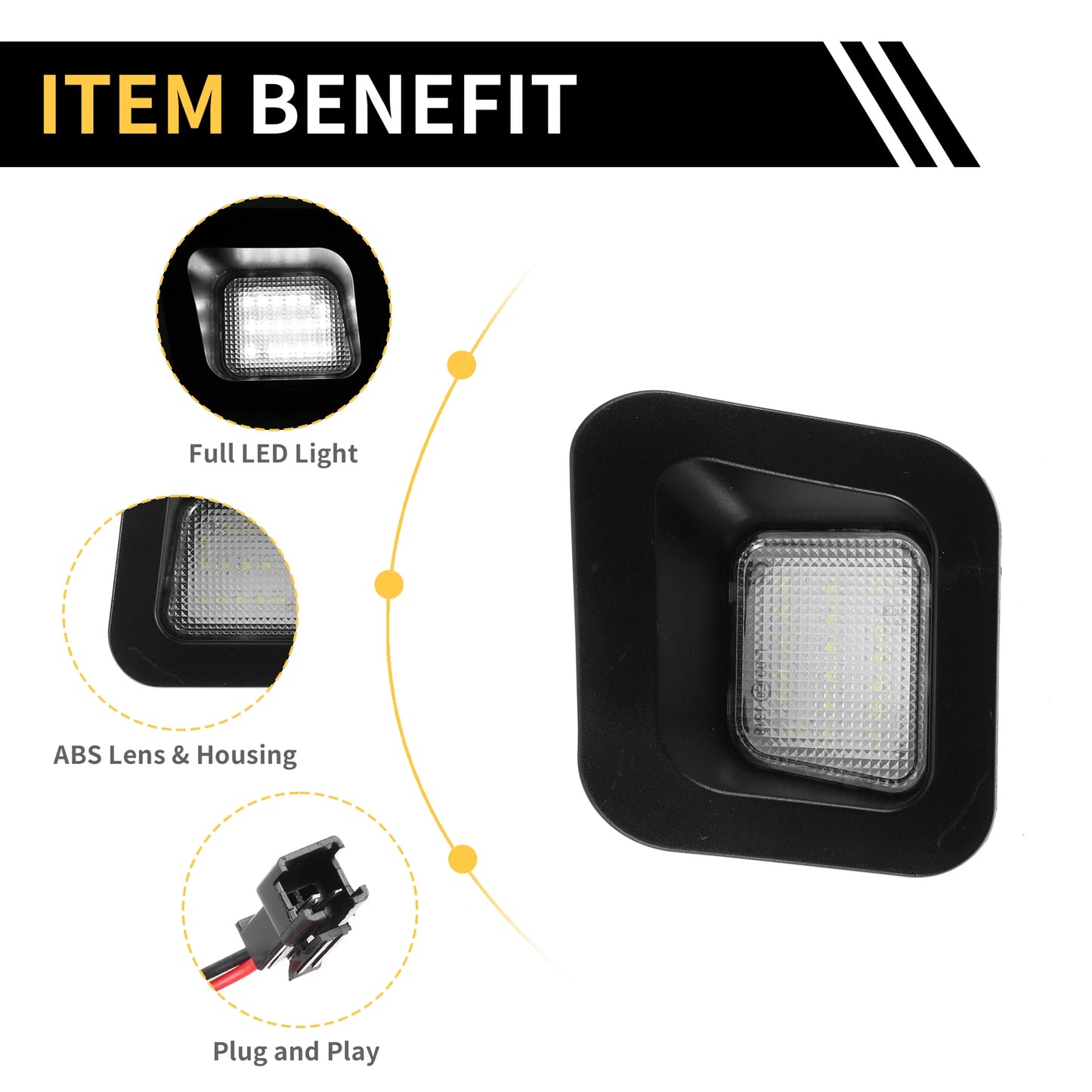 2pcs License Plate Light for Dodge Ram 1500 2500 3500  White Lens