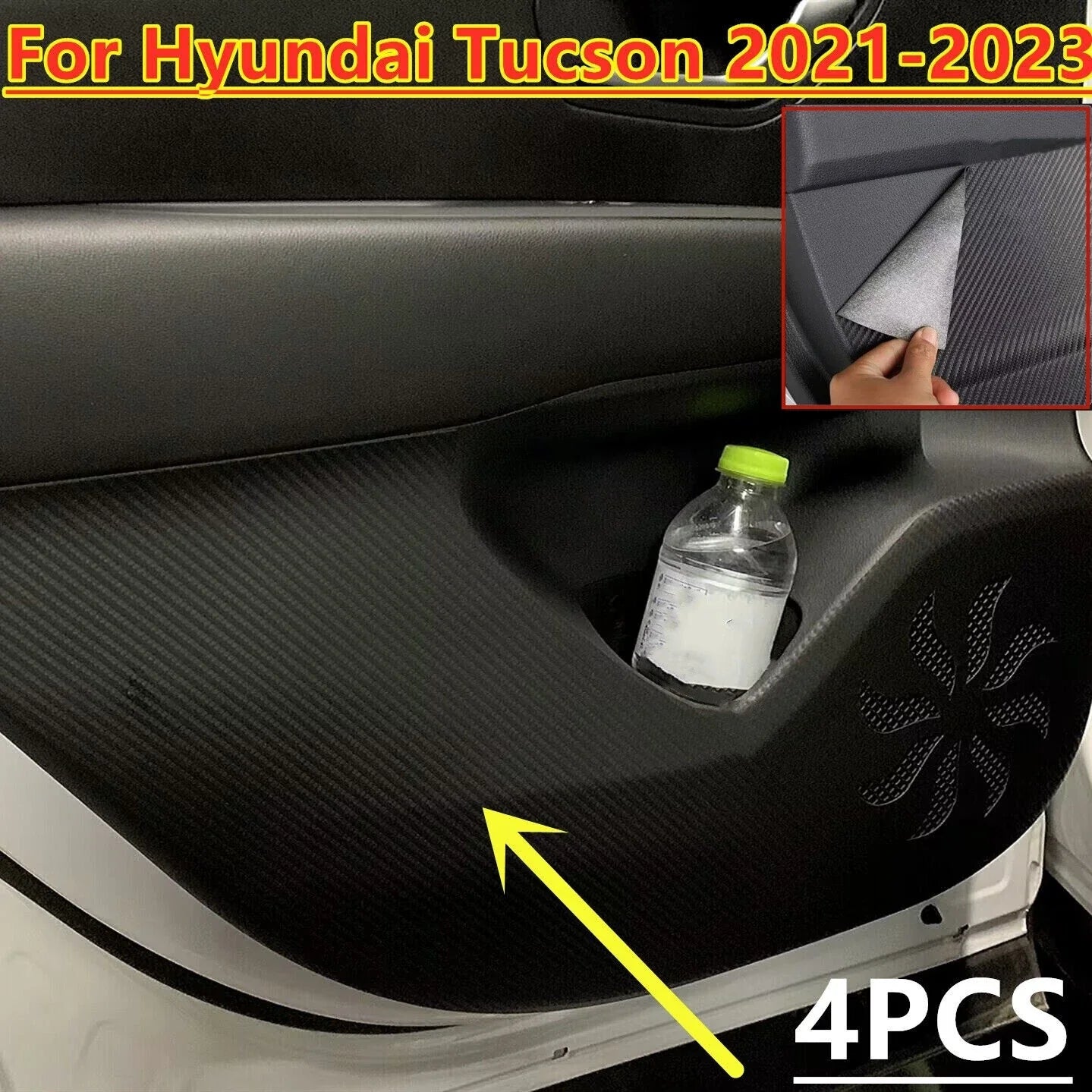 4 x Carbon Fiber Door Anti Kick Pad Protect for Hyundai Tucson (2021–2023)