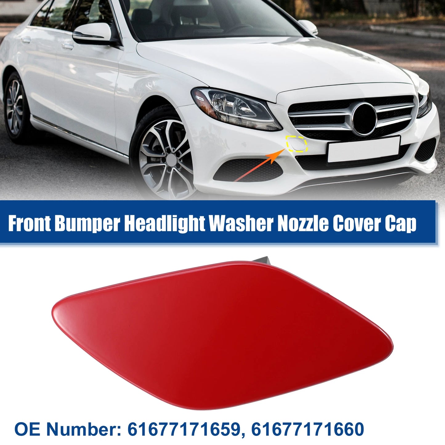 Front Right Headlight Washer Nozzle Cover for BMW 328i (2012–2013) Red
