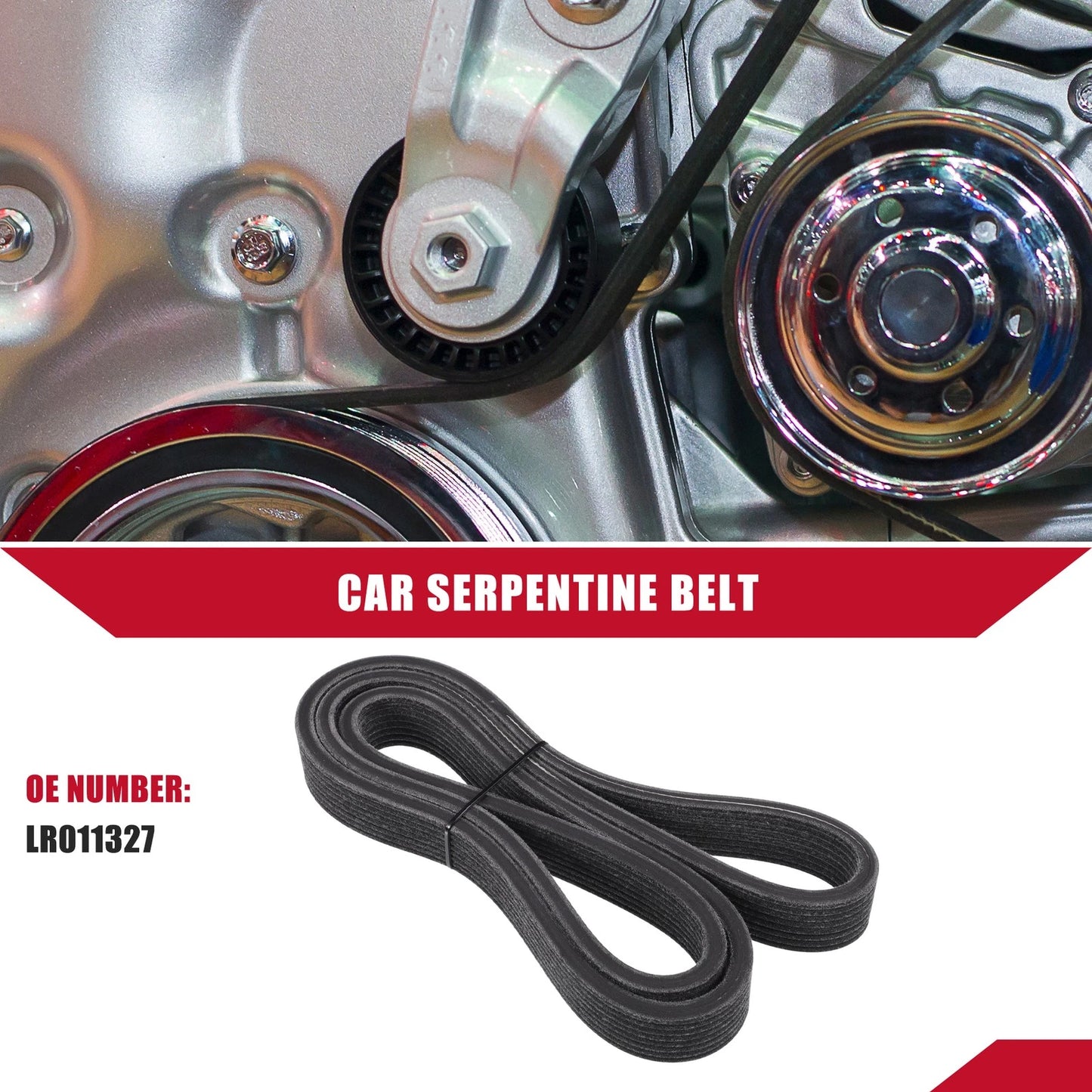 Serpentine Belt No.LR011327 for Land Rover LR4 (2014–2016) EPDM Black