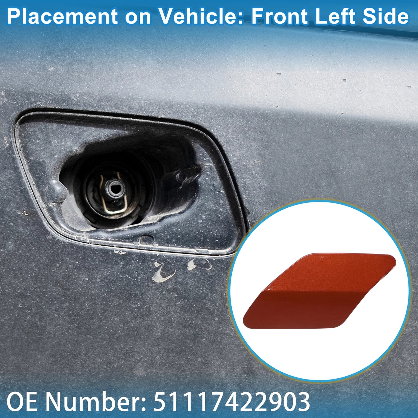 Front Left Washer Nozzle Cover Cap No. 51117422903 for BMW X6 (2015–2019) Red