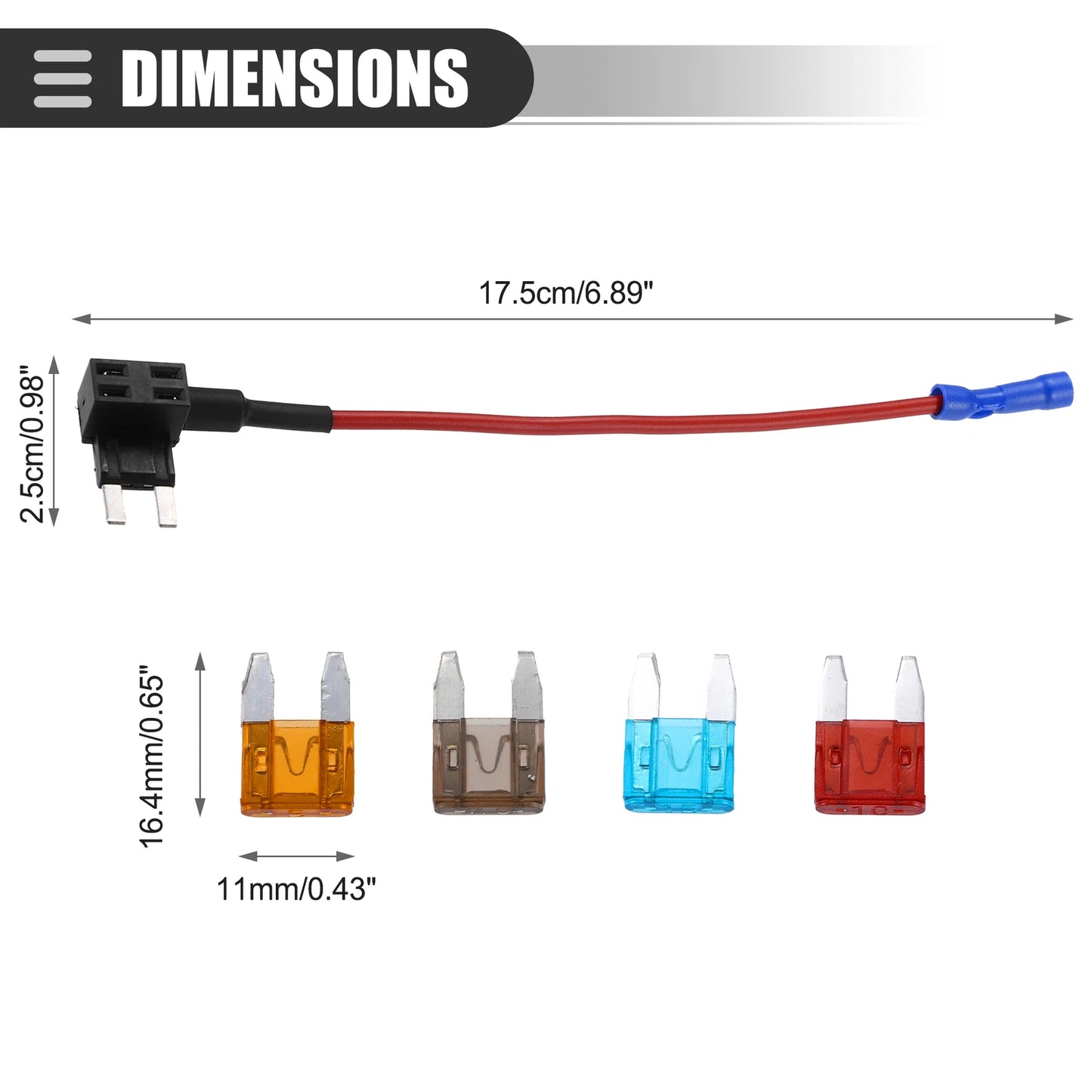 Set of 1 Circuit 12V Mini Fuse Tap w/ 5A 7.5A 10A 15A ATM APM Blade Fuse