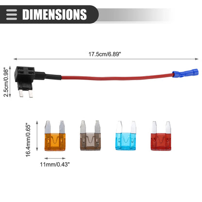 Set of 1 Circuit 12V Mini Fuse Tap w/ 5A 7.5A 10A 15A ATM APM Blade Fuse