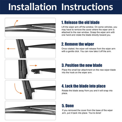 2 x Rear Windshield Wiper Blades for Lexus CT200h (2011-2017)