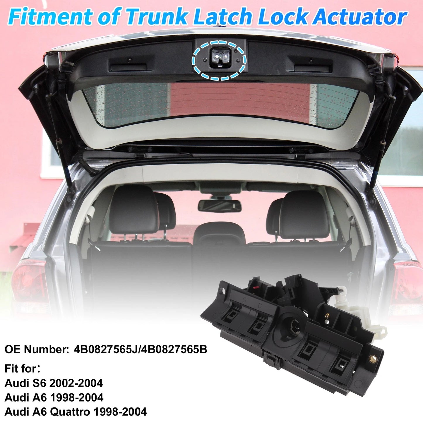 Rear Trunk Latch Lock Actuator for Audi S6 (1995–2005) 4B0827565J