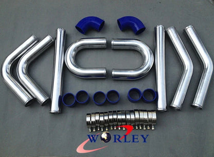2.5" Blue Aluminum Turbo Intercooler Pipe Kit for Universal Vehicles