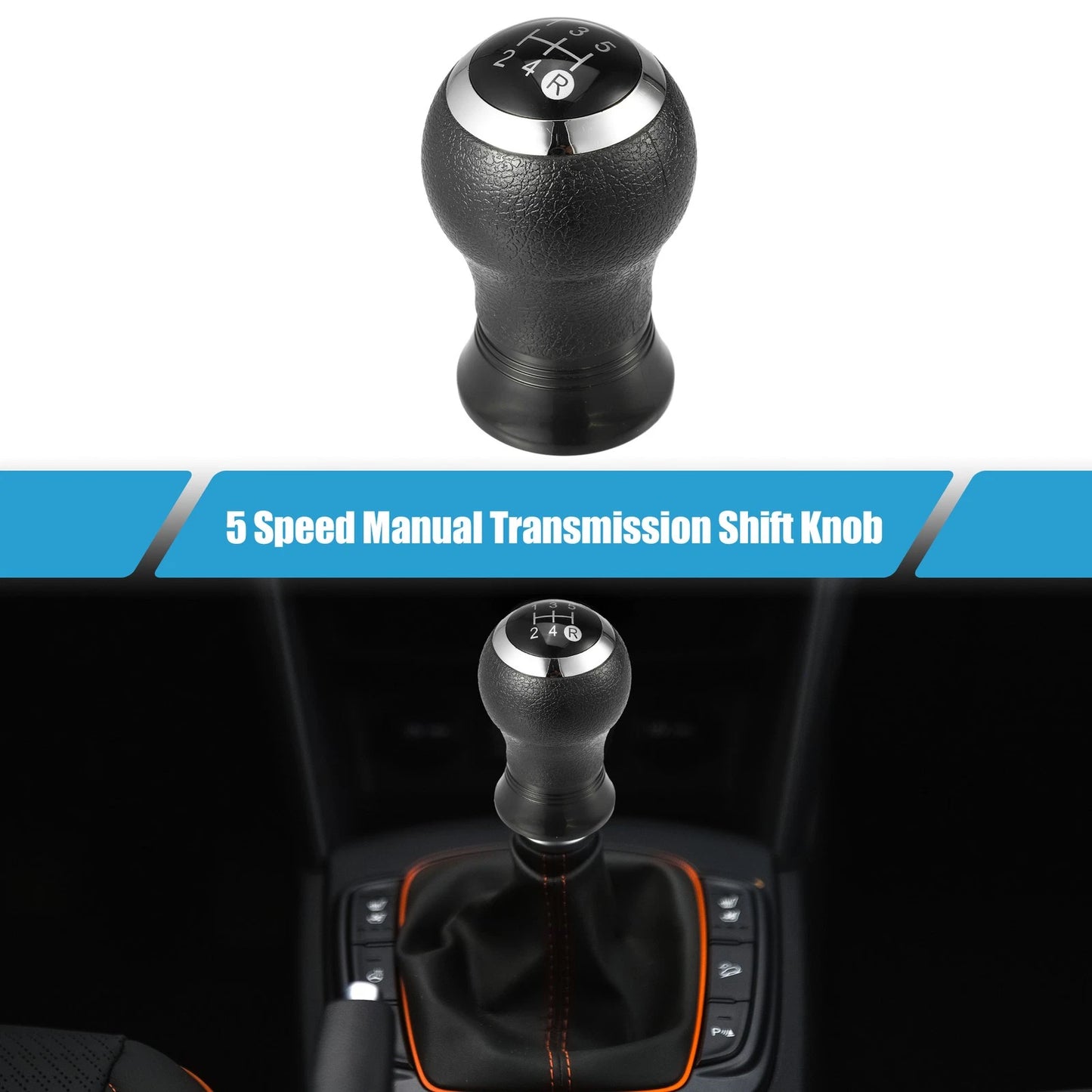 5 Speed Manual Transmission Shift Knob for Toyota Yaris (2005–2010) Black Plastic