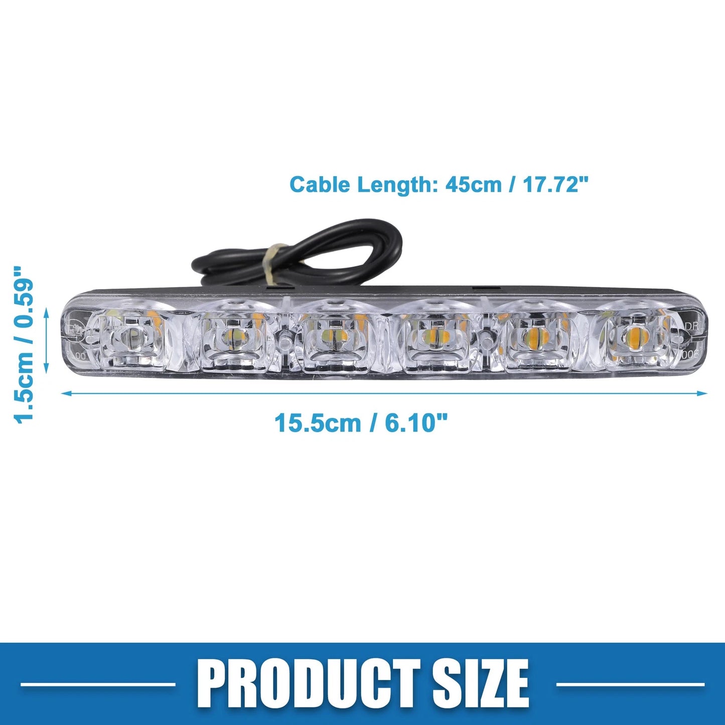 Set of 2 LED Daytime Running Lights for Car (White Amber Turn Signal)