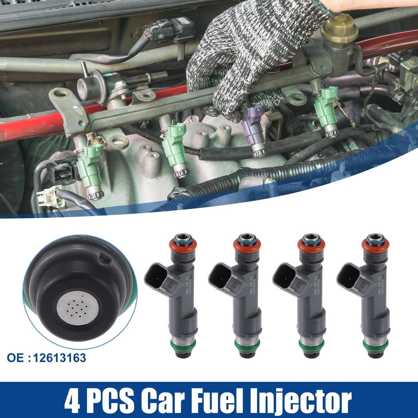 Set of 4 Fuel Injector Nozzles for Chevrolet Malibu (2008–2012) 12613163
