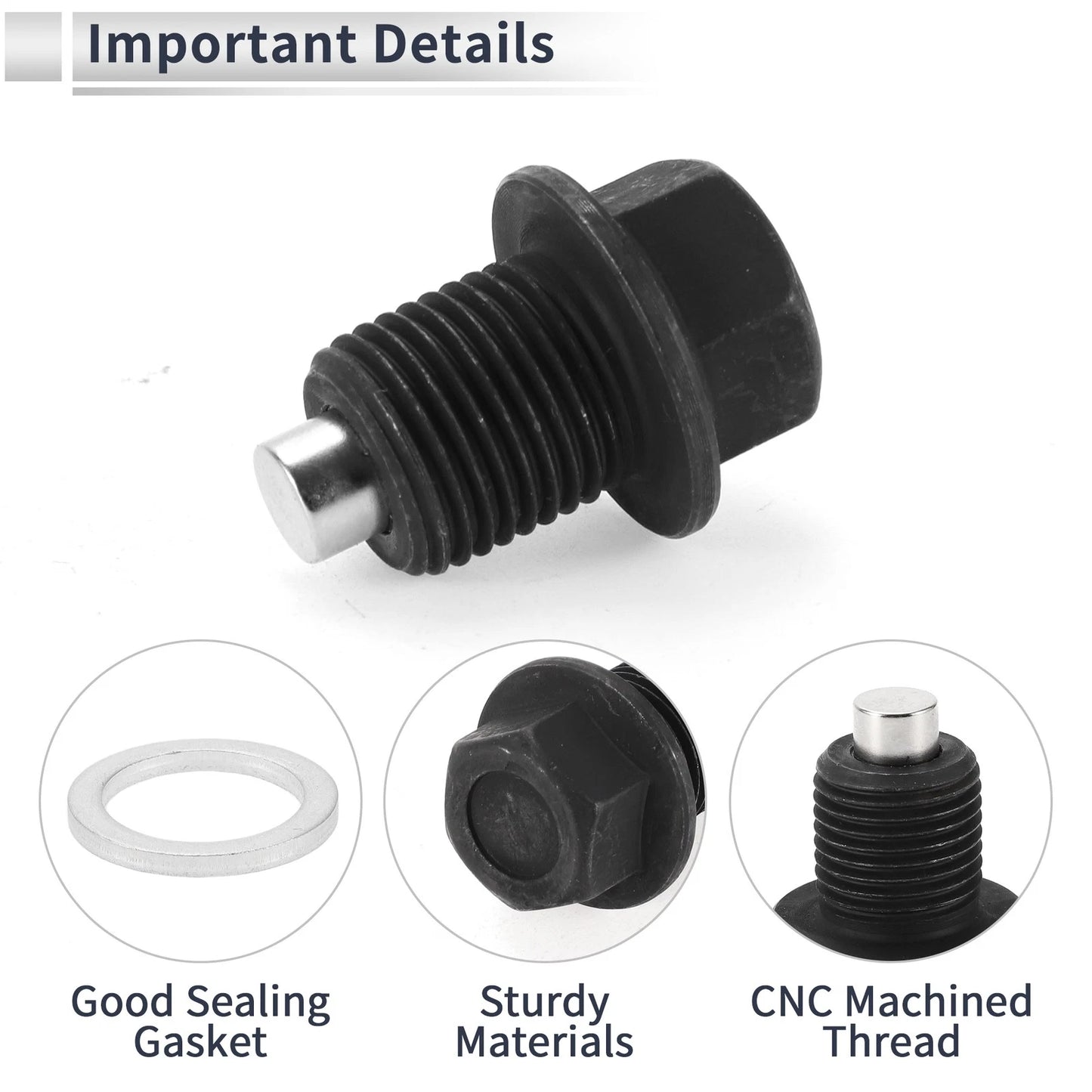 Set of 1 M16x1.5 Engine Oil Drain Plug with Gasket for Car Motorcycle