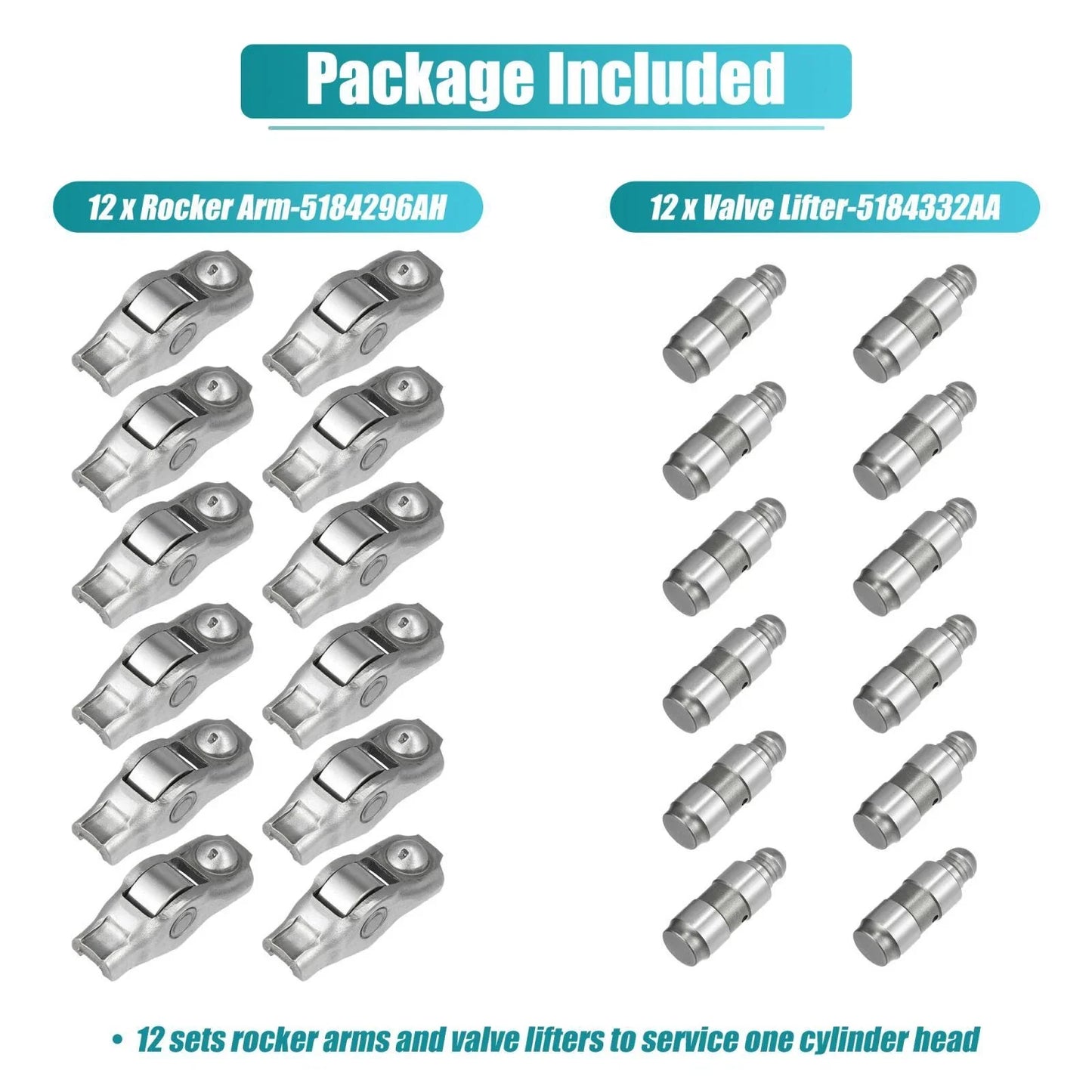 Rocker Arm & Valve Lifter Kit 12 x Pcs for Chrysler 200, 300 & Dodge Charger