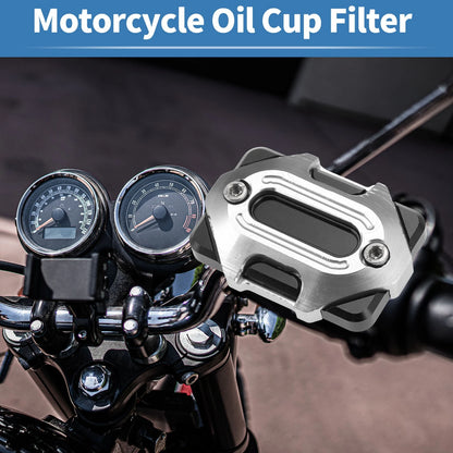 Set of 1 Oil Cup Filter for Motorcycle (Aluminum Alloy, Silver Tone)