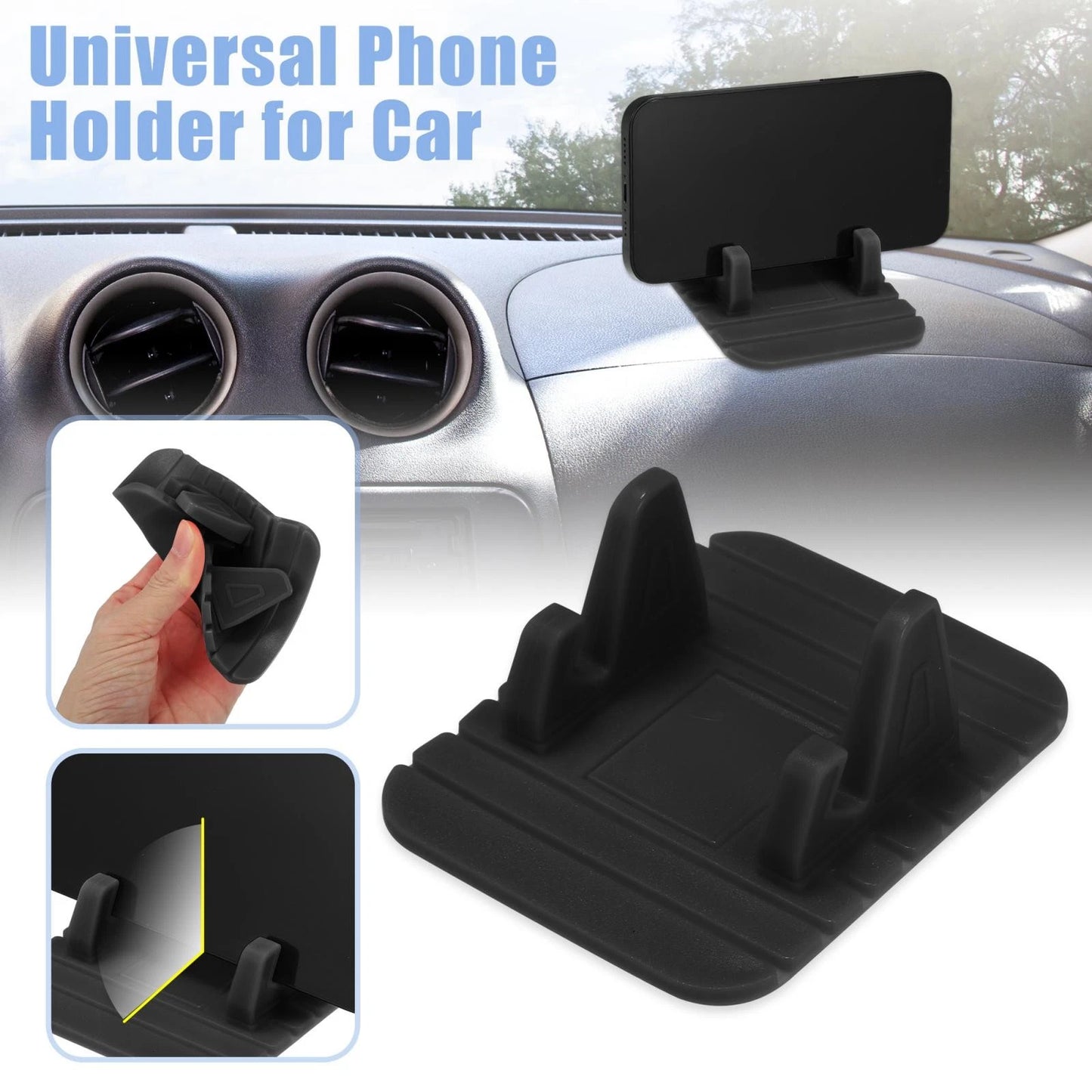 Rubber Phone Holder for Car Dashboard Mount (Universal Fit)