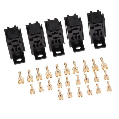 5pcs Micro 60A 5-Pin Relay Socket with 25x Copper Terminals for Automotive