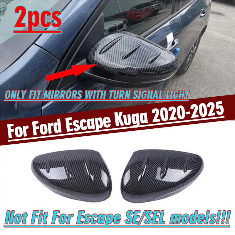 Carbon Fiber Side Rearview Mirror Cover Cap Trim for Ford Escape (2020-2024)