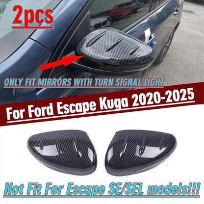 Carbon Fiber Side Rearview Mirror Cover Cap Trim for Ford Escape (2020-2024)