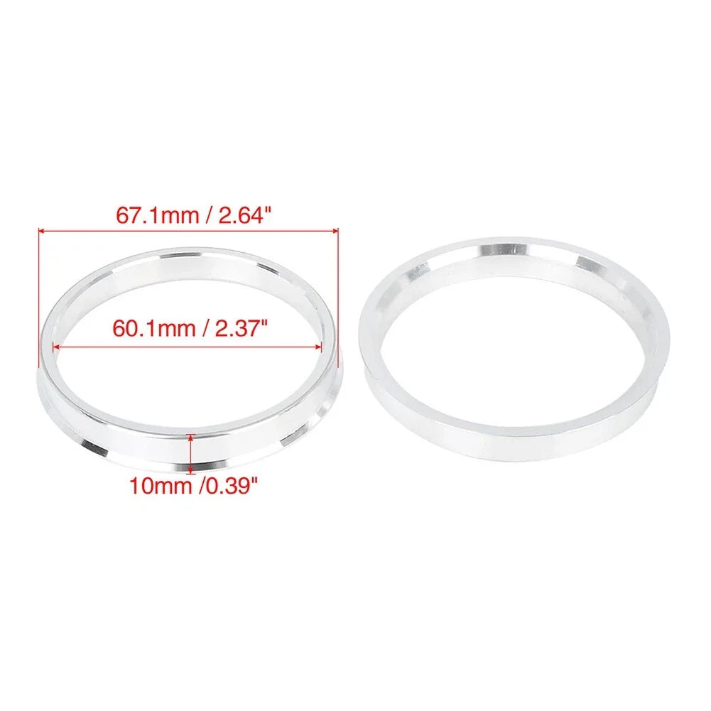 4pcs 67.1–60.1 mm Aluminium Hub Centric Rings Wheel Bore Spacer