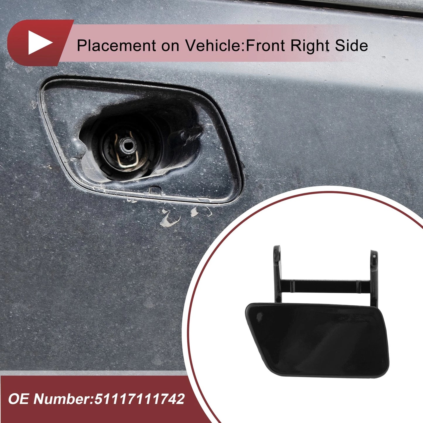 Bumper Headlight Washer Nozzle Cover Cap No. 51117111742 for BMW 525i (2004–2005)