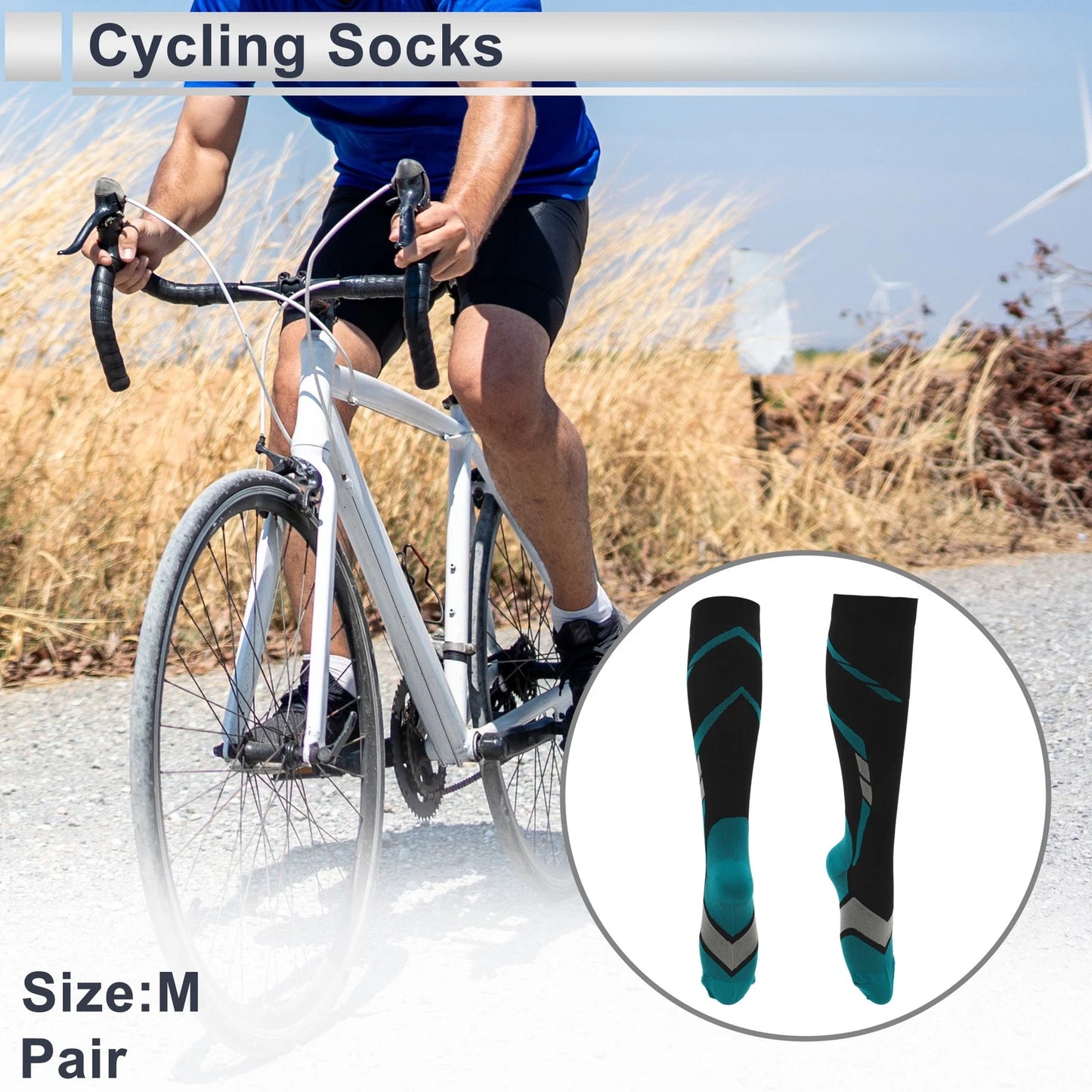 Cycling Socks Shock Absorption Size M High-cut Black Blue
