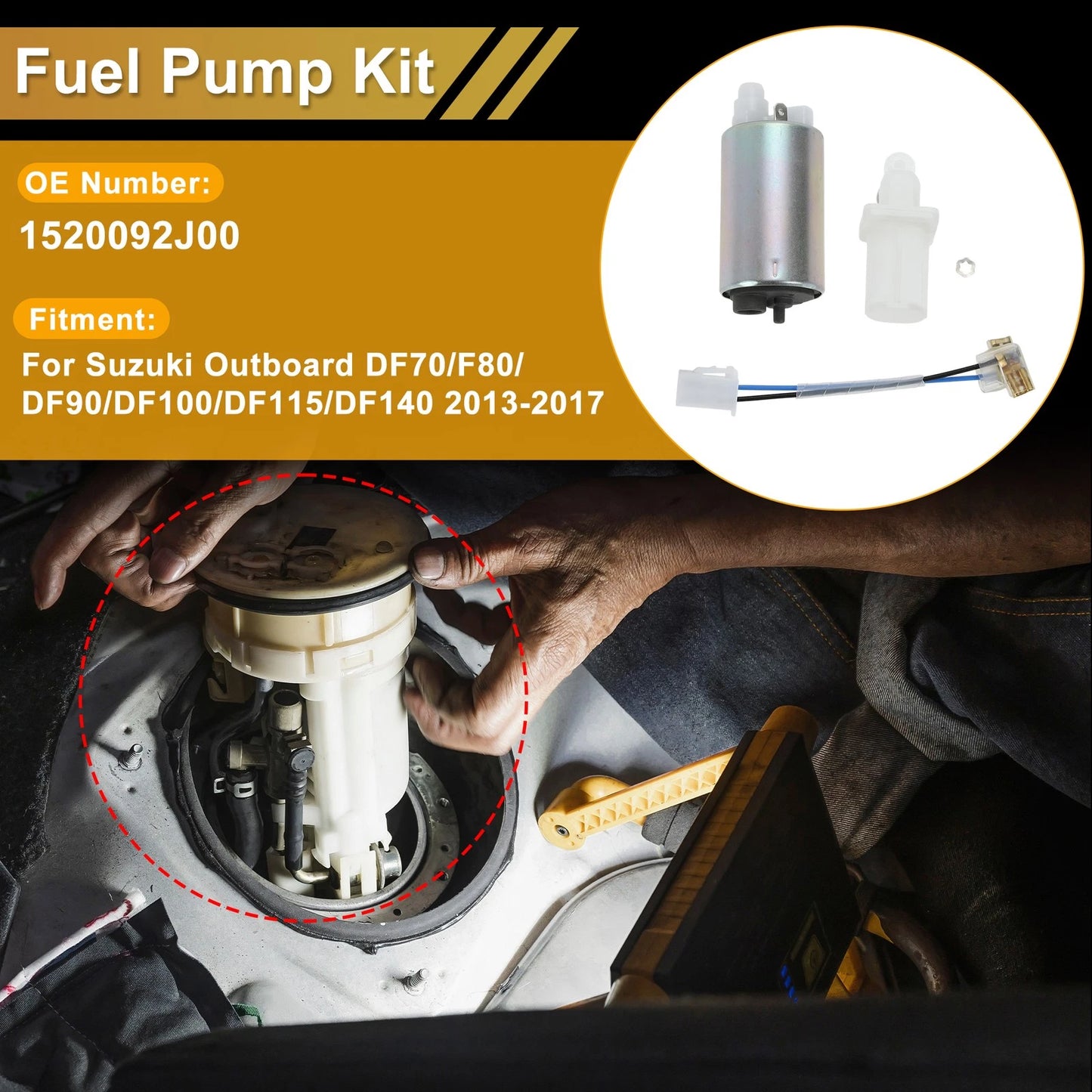 Fuel Pump Set for Suzuki Outboard DF70/F80/DF90 (Replaces 1520092J00)