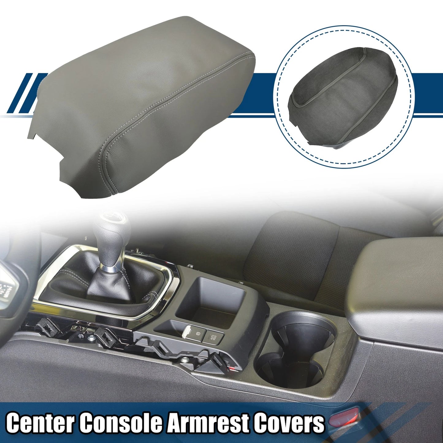 Center Console Armrest Covers for Nissan Maxima (2009–2014) Faux Leather Gray