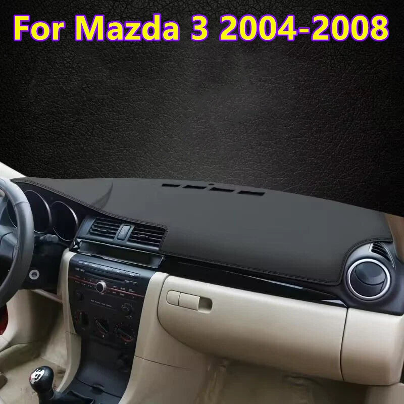 Dashboard Cover Black Leather Car Dash Protector Pad for Mazda 3 (2004–2008)