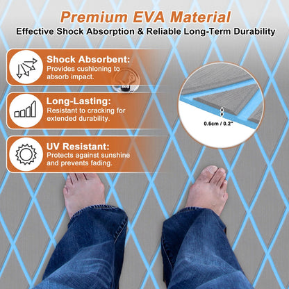 Self-Adhesive Boat Flooring Strip 96" L x 16" W Dark Gray with Blue Line